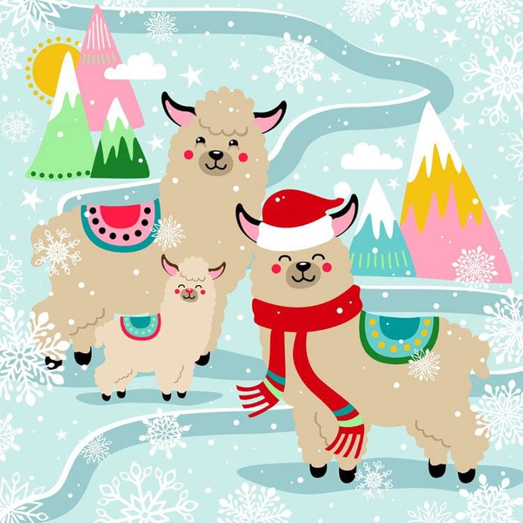 hippe-kerstkaart-met-alpaca-in-de-sneeuw